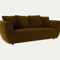 Canapé En Velours|Canapé 3 Places*alinea Canapé 3 places fixe en velours Velvet - bronze Marron