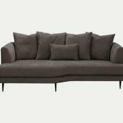 Canapé En Tissu|Canapé 3 Places*alinea Canapé 3 places fixe gauche en tissu cannes - Marron