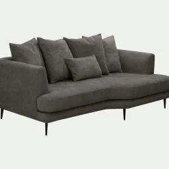 Canapé En Tissu|Canapé 3 Places*alinea Canapé 3 places fixe gauche en tissu cannes - Marron