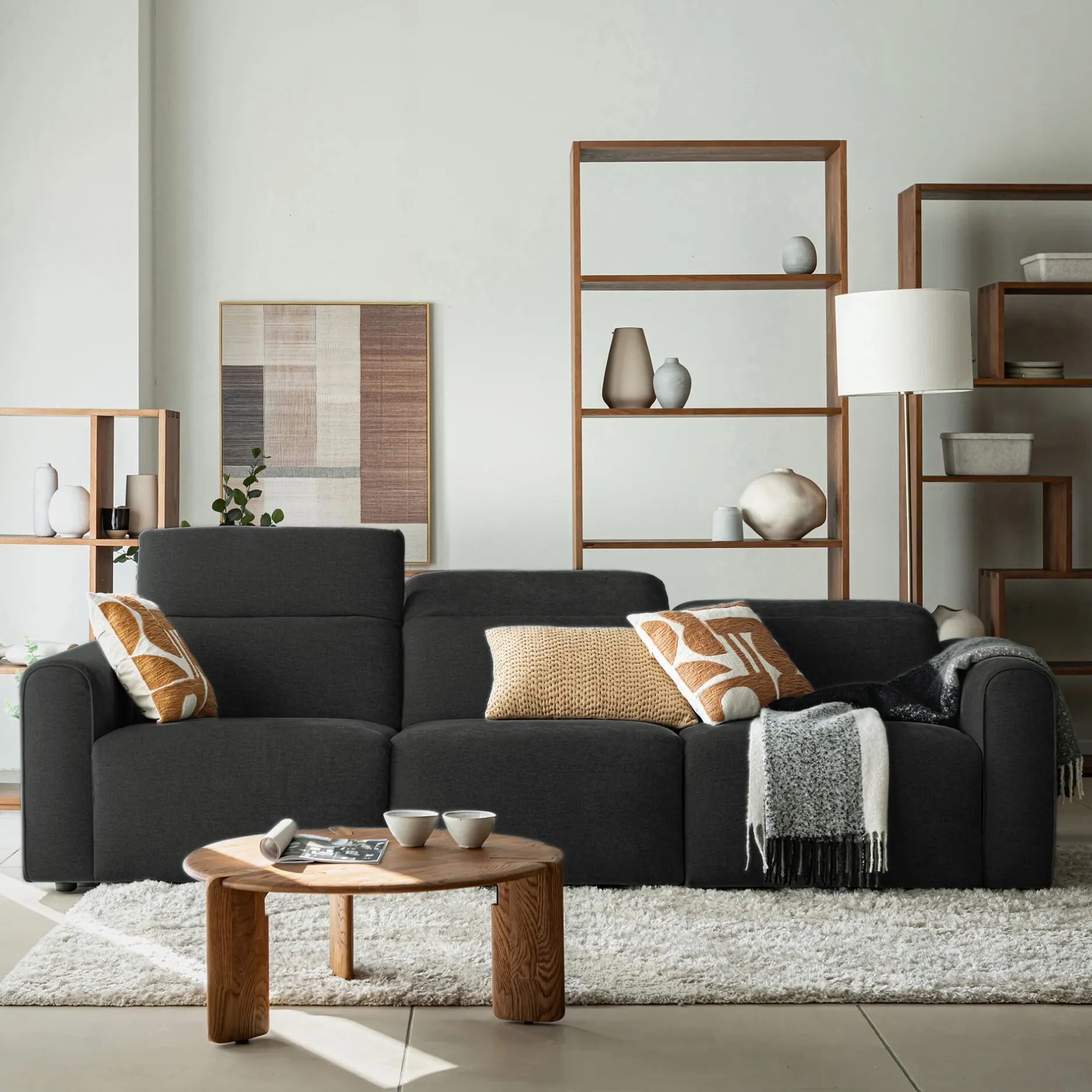 Canapé 5 Places*alinea Canapé 5 places relax gauche en tissu - Gris anthracite