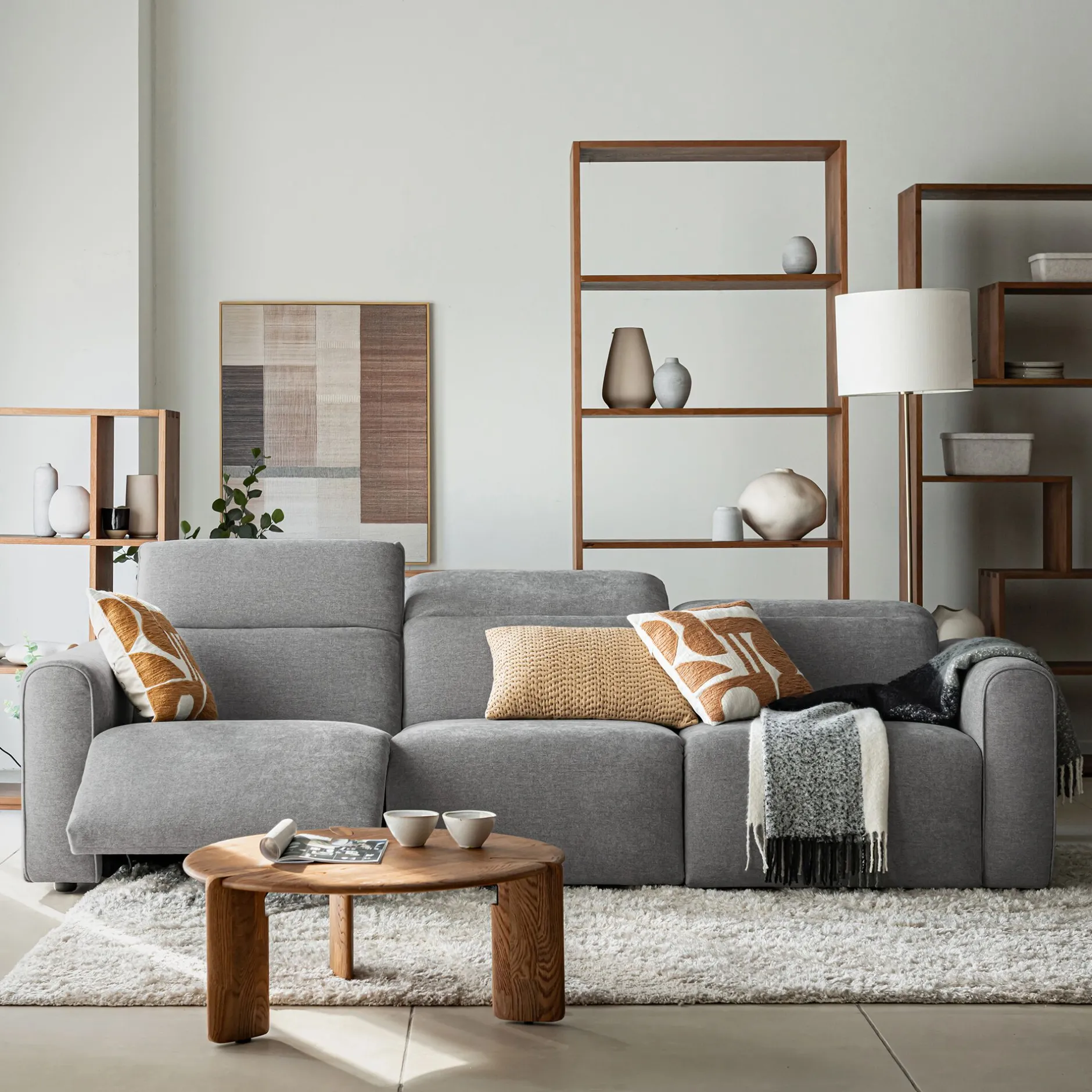 Canapé 5 Places*alinea Canapé 5 places relax gauche en tissu - moyen Gris