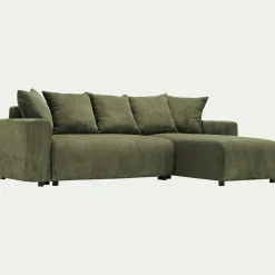 Canapé En Velours|Canapé 4 Places*alinea Canapé conible à angle réversible en velours côtelé - cèdre Vert