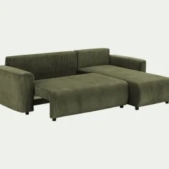 Canapé En Velours|Canapé 4 Places*alinea Canapé conible à angle réversible en velours côtelé - cèdre Vert
