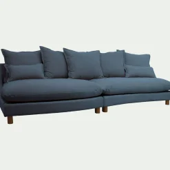 Canapé En Tissu|Canapé 5 Places*alinea Canapé convertible 5 places avec pieds arrondis en tissu nature - Bleu