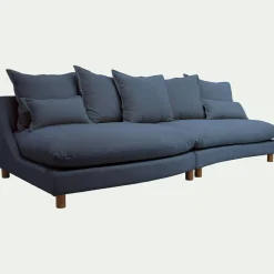 Canapé En Tissu|Canapé 5 Places*alinea Canapé convertible 5 places avec pieds arrondis en tissu nature - Bleu