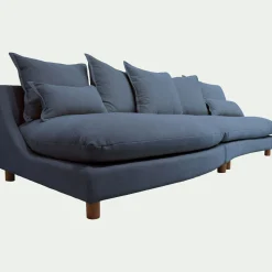 Canapé En Tissu|Canapé 5 Places*alinea Canapé convertible 5 places avec pieds arrondis en tissu nature - Bleu