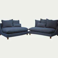Canapé En Tissu|Canapé 5 Places*alinea Canapé convertible 5 places avec pieds arrondis en tissu nature - Bleu
