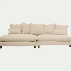 Canapé En Tissu|Canapé 5 Places*alinea Canapé convertible 5 places avec pieds arrondis en tissu nature - écru Blanc