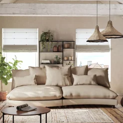 Canapé En Tissu|Canapé 5 Places*alinea Canapé convertible 5 places avec pieds arrondis en tissu nature - Beige