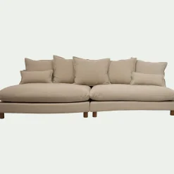 Canapé En Tissu|Canapé 5 Places*alinea Canapé convertible 5 places avec pieds arrondis en tissu nature - Beige