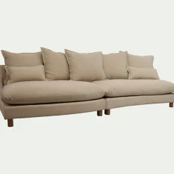 Canapé En Tissu|Canapé 5 Places*alinea Canapé convertible 5 places avec pieds arrondis en tissu nature - Beige