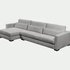 Canapé 4 Places|Canapé Fixe*alinea Canapé d'angle chaise longue gauche fixe en tissu Genesis - Gris