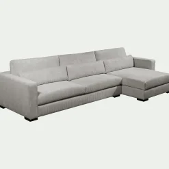 Canapé 4 Places|Canapé Fixe*alinea Canapé d'angle chaise longue droite fixe en velours côtelé Azores - borie Gris