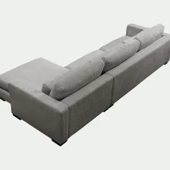 Canapé 4 Places|Canapé Fixe*alinea Canapé d'angle chaise longue droite fixe en velours côtelé Azores - borie Gris