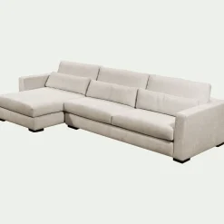 Canapé 4 Places|Canapé Fixe*alinea Canapé d'angle chaise longue gauche fixe en tissu Genesis - Beige