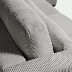 Canapé En Velours|Canapé 4 Places*alinea Canapé d'angle chaise longue gauche fixe en velours côtelé Azores - borie Gris