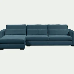Canapé 4 Places|Canapé Fixe*alinea Canapé d'angle chaise longue gauche fixe en tissu Genesis - Bleu
