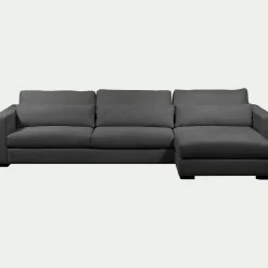 Canapé 4 Places|Canapé Fixe*alinea Canapé d'angle chaise longue droite fixe en tissu Bloq - anthracite Gris