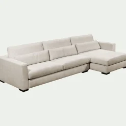 Canapé 4 Places|Canapé Fixe*alinea Canapé d'angle chaise longue droite fixe en tissu Genesis - Beige