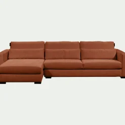 Canapé 4 Places|Canapé Fixe*alinea Canapé d'angle chaise longue gauche fixe en tissu Genesis - brun rustrel Marron