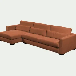 Canapé 4 Places|Canapé Fixe*alinea Canapé d'angle chaise longue gauche fixe en tissu Genesis - brun rustrel Marron