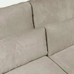 Canapé En Velours|Canapé 4 Places*alinea Canapé d'angle chaise longue gauche fixe en velours côtelé Azores - gris Taupe