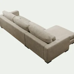 Canapé En Velours|Canapé 4 Places*alinea Canapé d'angle chaise longue gauche fixe en velours côtelé Azores - gris Taupe