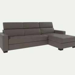 Canapé En Cuir|Canapé Convertible*alinea Canapé d'angle convertible en cuir avec accoudoirs 20cm - Taupe