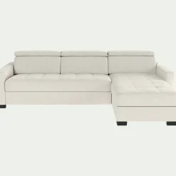 Canapé En Cuir|Canapé 3 Places*alinea Canapé d'angle convertible en cuir avec accoudoirs 15cm - Blanc