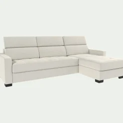Canapé En Cuir|Canapé 3 Places*alinea Canapé d'angle convertible en cuir avec accoudoirs 15cm - Blanc