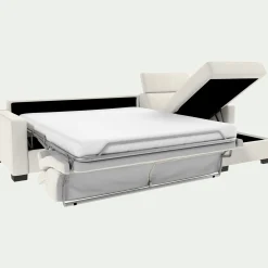 Canapé En Cuir|Canapé 3 Places*alinea Canapé d'angle convertible en cuir avec accoudoirs 15cm - Blanc