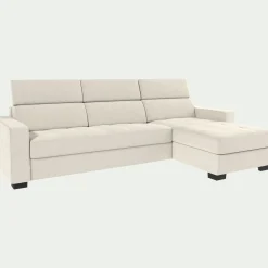 Canapé En Cuir|Canapé 3 Places*alinea Canapé d'angle convertible en cuir avec accoudoirs 20cm - Blanc