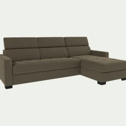 Canapé En Velours|Canapé 4 Places*alinea Canapé d'angle convertible en velours avec accoudoirs 15cm - taupe Marron