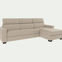 Canapé En Cuir|Canapé 3 Places*alinea Canapé d'angle convertible en cuir avec accoudoirs 20cm - Beige