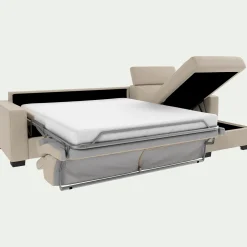 Canapé En Cuir|Canapé 3 Places*alinea Canapé d'angle convertible en cuir avec accoudoirs 20cm - Beige