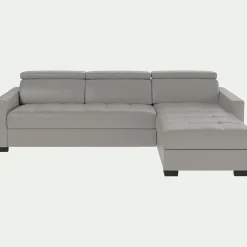 Canapé En Cuir|Canapé 3 Places*alinea Canapé d'angle convertible en cuir avec accoudoirs 15cm - borie Gris