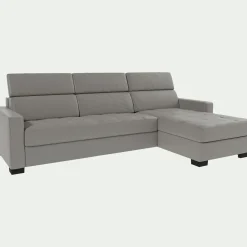 Canapé En Cuir|Canapé 3 Places*alinea Canapé d'angle convertible en cuir avec accoudoirs 15cm - borie Gris