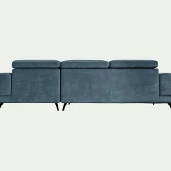 Canapé En Tissu|Canapé 4 Places*alinea Canapé d'angle droit avance recule en tissu doux - Bleu