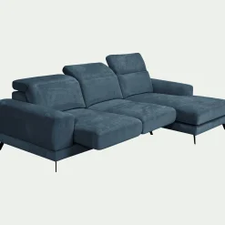 Canapé En Tissu|Canapé 4 Places*alinea Canapé d'angle droit avance recule en tissu doux - Bleu