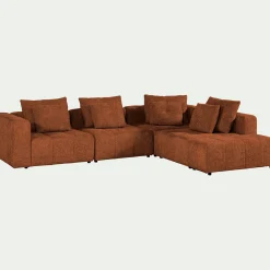 Canapé En Tissu|Canapé 4 Places*alinea Canapé d'angle droit avec pouf en tissu Benjo - brun rustrel Marron