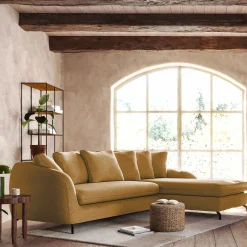 Canapé En Tissu|Canapé 4 Places*alinea Canapé d'angle droit convertible en tissu tramé - bronze Marron