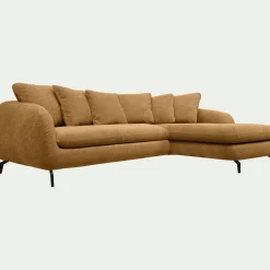 Canapé En Tissu|Canapé 4 Places*alinea Canapé d'angle droit convertible en tissu tramé - bronze Marron