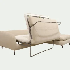Canapé 4 Places|Canapé Convertible*alinea Canapé d'angle droit convertible en tissu tramé doux - écru Blanc