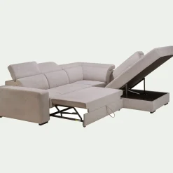 Canapé En Tissu|Canapé 4 Places*alinea Canapé d'angle droit convertible avec coffre en tissu doux - Beige