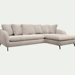 Canapé En Tissu|Canapé 4 Places*alinea Canapé d'angle droit convertible en tissu tramé - roucas Beige