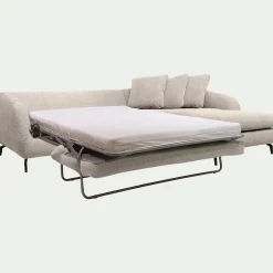 Canapé En Tissu|Canapé 4 Places*alinea Canapé d'angle droit convertible en tissu tramé - roucas Beige