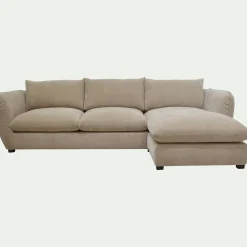 Canapé 5 Places|Canapé Convertible*alinea Canapé d'angle droit convertible en tissu Nature - Beige
