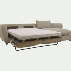 Canapé 5 Places|Canapé Convertible*alinea Canapé d'angle droit convertible en tissu Nature - Beige