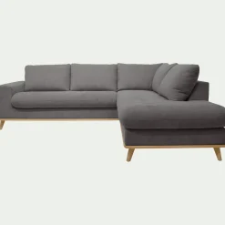 Canapé 5 Places|Canapé Convertible*alinea Canapé d'angle droit convertible en tissu Storm - moyen Gris