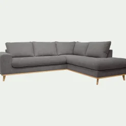 Canapé 5 Places|Canapé Convertible*alinea Canapé d'angle droit convertible en tissu Storm - moyen Gris